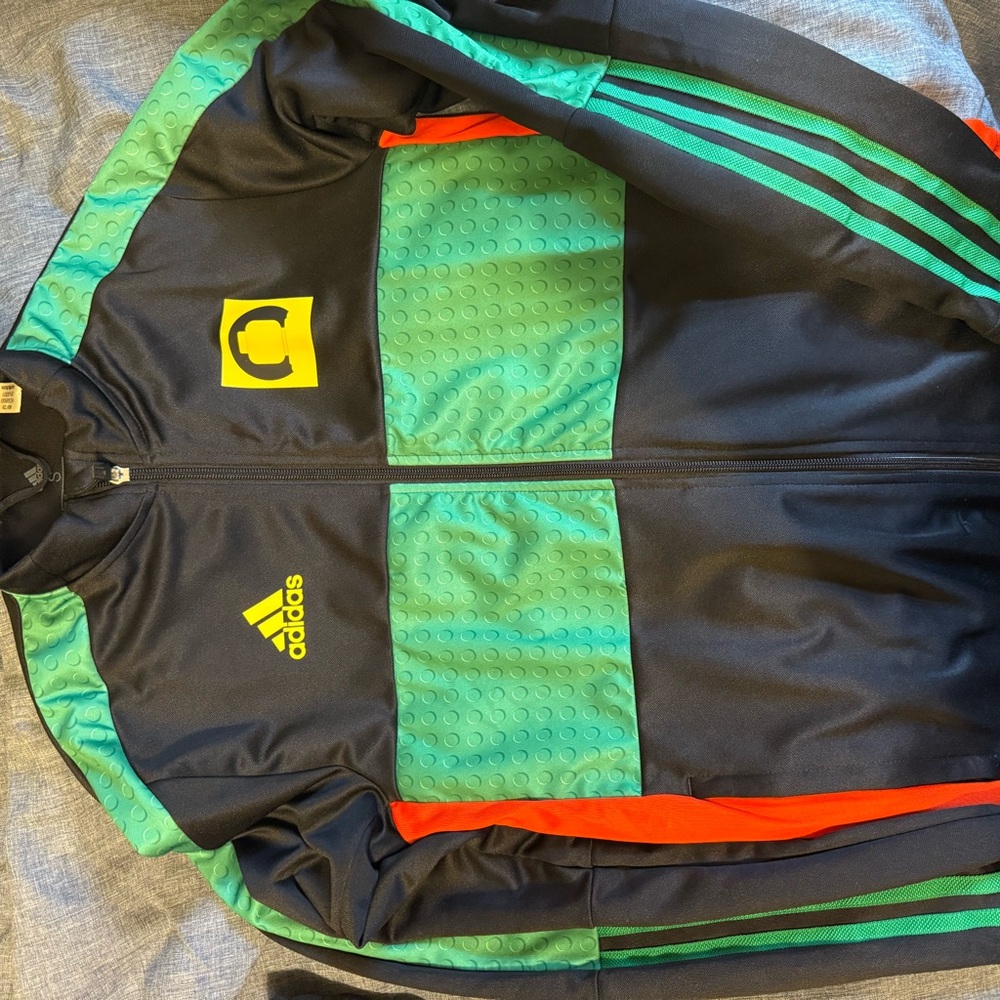 Adidas Black Jacket with Yellow and Green Accents - Picture 3 of 3